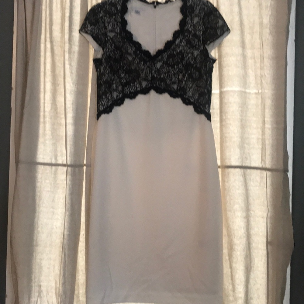 Cocktail dress ivory and black lace